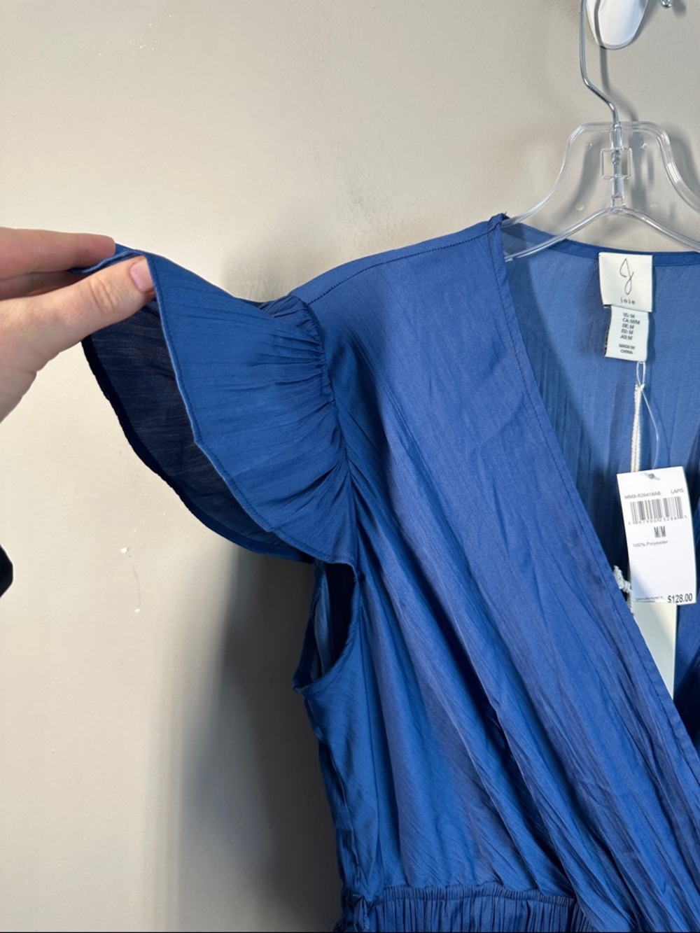 NWT Joie Blue Lapis Maxi Dress Size M Fax Wrap Tiered - Picture 12 of 15